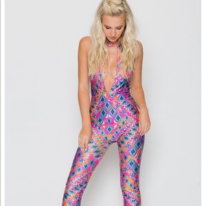 Jaded London Aztec plunge festival catsuit